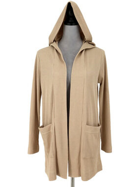 Splendid Sweater Womens Small Beige Waffle Knit Hooded Jacket Pockets Cardigan